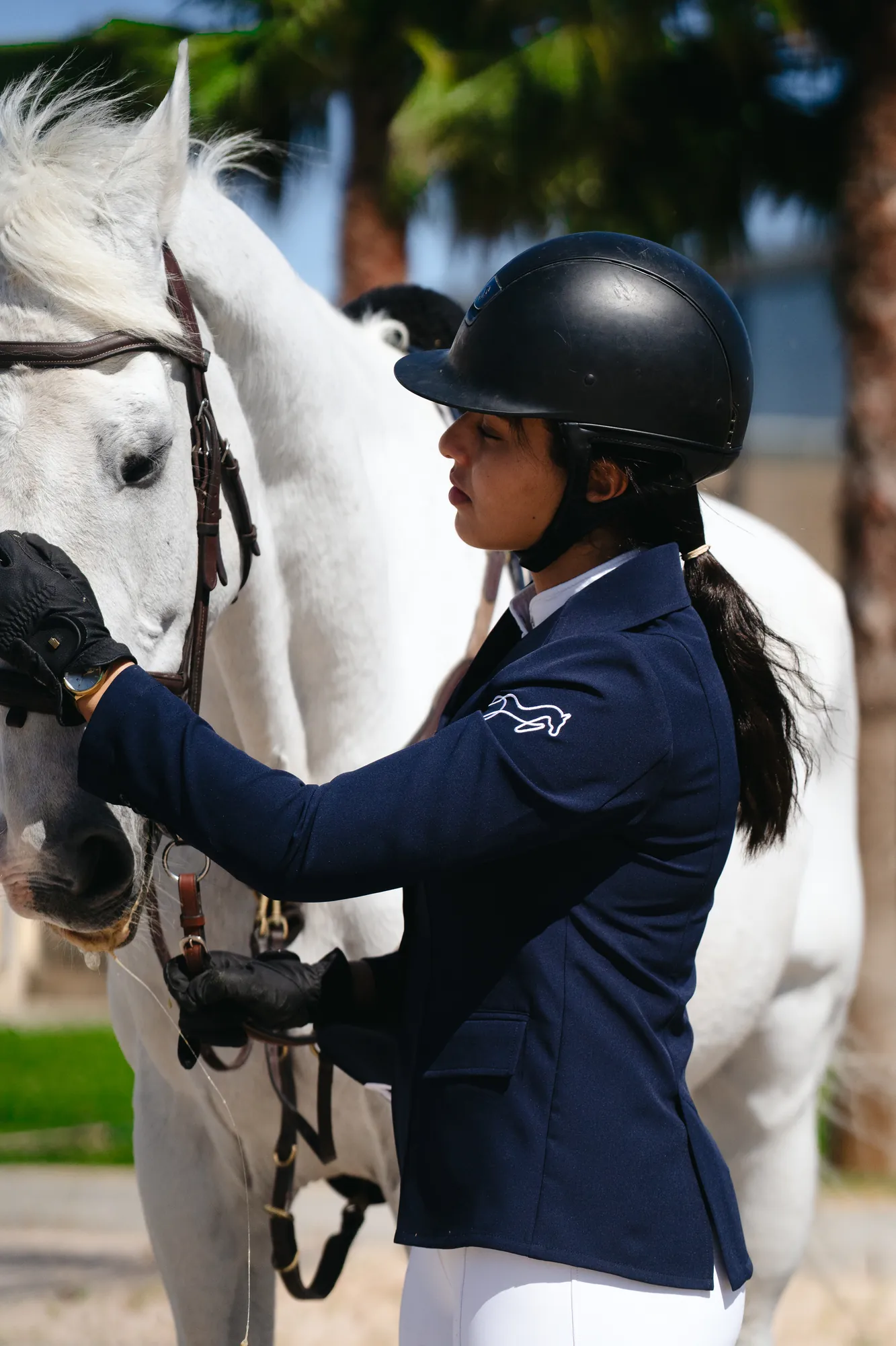 Complicite entre la cavaliere et son cheval